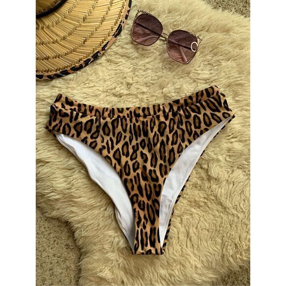 Swiminista Bubbly Bikini Bottom in Leopard Print‎ Tan and Black Size M - Picture 1 of 12